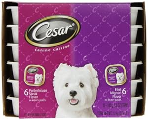 Cesar Canine Cuisine Variety Pack (Filet Mignon, Porterhouse Steak) for Small Dogs, 3.5-Ounce Trays (Pack of 24) Cesar Canine Cuisine Variety Pack (Filet Mignon, Porterhouse Steak) for Small Dogs, 3.5-Ounce Trays (Pack of 24)