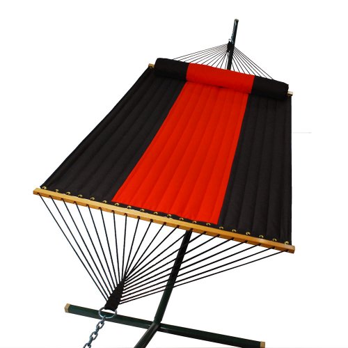 Outdoor Patio Reversible Quilted Hammock Bed - Black/Red