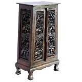 Carved Elephant Cabinet-Dark Finish