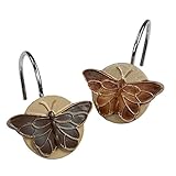 Ayygiftideas 12 PCS Stainless Steel Shower Curtain Hooks Retro Butterfly Hooks Design Crooks