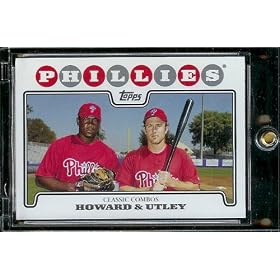2008 Topps Baseball Cards # 98 Ryan Howard / Chase Utley - Philadelphia Phillies - MLB Baseball Trading Card in a Protective Screw Down Display Case