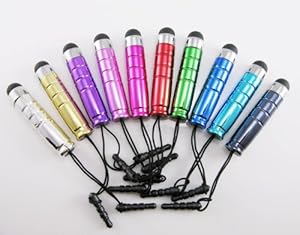 Mini STYLUS PENS - Pack of 10 /White / Gold/ Pink / Silver /Blue / Green / Purple / Red / Dark Blue - High Quality HQ, HIGH CAPACITIVE Mini STYLUS TOUCH PENS FOR IPAD 1, IPAD 2 New Apple iPad & iPad 3, ipad 4, ipad mini, Apple iPhone 5 5th 5G, IPHONE 4 4S
