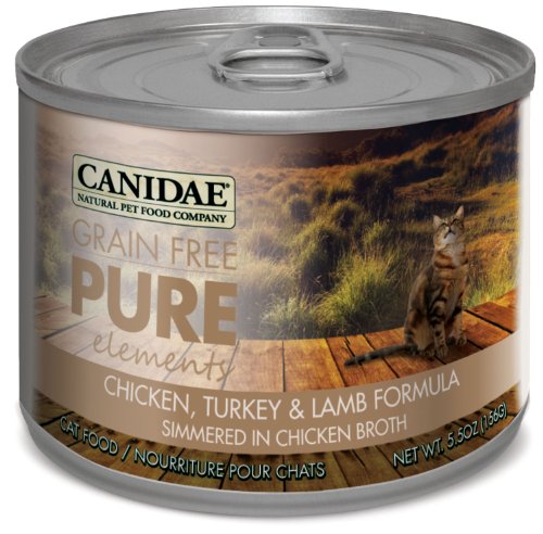 CANIDAE Grain Free PURE Elements Adult Cat Wet Food  Chicken, Turkey & Lamb Formula, 5.5 oz (12-Pack)