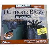Kirkland Signature Smart Closure Outdoor Lawn 45 gallon Trash Bags, 100 Count