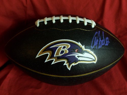 Anquan Boldin Autographed Baltimore Ravens Black Logo Football, Florida State Seminoles, Proof Photo of Anquan Signing for Us.
