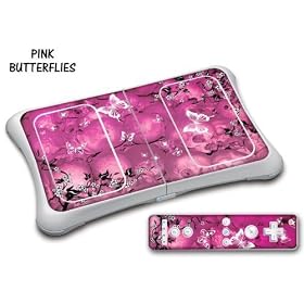New Protective Skin for Nintendo Wii Fit Balance Board with "E Shock" impact protection - Butterfly Pink