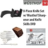Wusthof Creme 8-piece Knife Block Set 99080 With Wusthof Sharpener and Knife Skills DVD