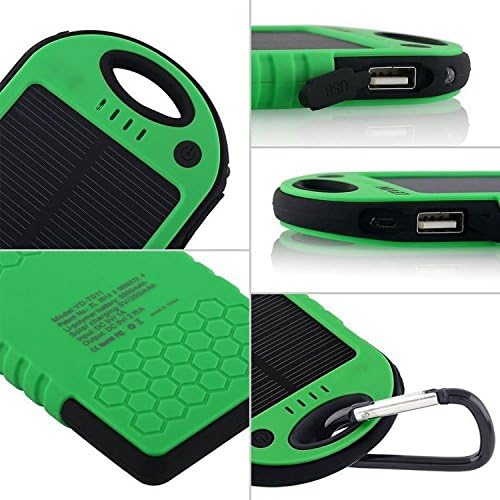 Topvision Star Solar Panel Charger 5000mAh Rain/Dirt/Shockproof Dual USB Port Portable Charger Backup External Battery Power Pack for iPhone 5S 5C 5 4S 4, iPad,Samsung Galaxy -Green