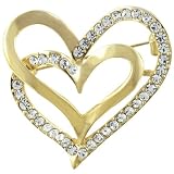 Gold Tone Rhinestone Accented Heart Pin Brooch