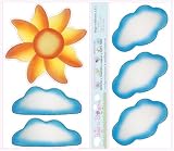 51Qezvs72fL. SL160  Yellow & Orange Sun, Blue & White Clouds Wall Mural Stickers   baby nursery girls room decor baby nursery girls room decor decoration decorations sticker bedroom bathroom walls