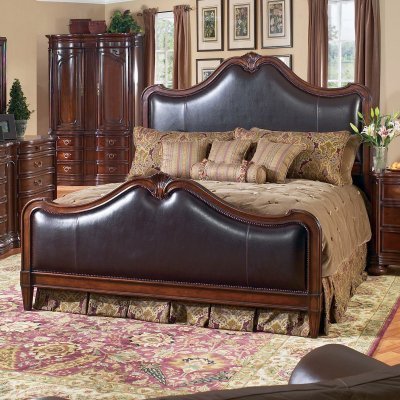 Bernhardt Furniture Tuscan Villa Leather Panel Queen Bed - BERF300-1