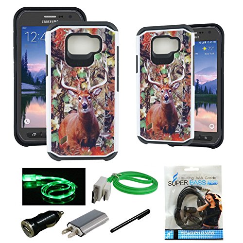 Galaxy S6 Active Case, Mstechcorp - Samsung Galaxy S6 Active Design Premium Heavy Duty Dual Layer Protector Hybrid Phone Cover Case for Galaxy S6 Active - Includes Accessories (Camo Deer)
