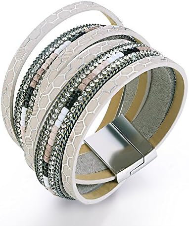 Fancydeli Women's Fashion Slake Wrap Bracelet with Crystal Gift for Girls Women Fashion Jewelry Grey