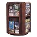 16 Brochure Pocket Oak Rotary Counter Display, Dark Red Mahogany Finish