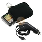 Black Neoprene Pouch for Garmin Nuvi 250 + Car Charger (Mini USB)