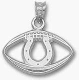 Indianapolis Colts 3/8 Horseshoe Pierced Football Pendant - Sterling Silver Jewelry