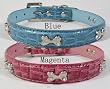 Beautiful faux crocodile design on a genuine leather collar accented with swarovski crystals