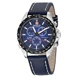 Swiss Military Hanowa Men's Navigator Blue Dial Leather Strap Watch #06-4007-04-003