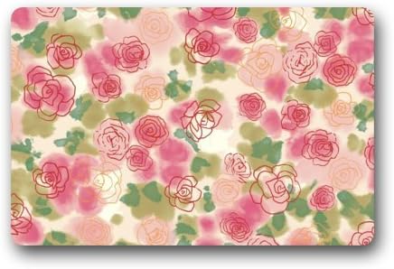 23.6"(L) x 15.7"(W) Door Mat Artistic Designer from Mr Kill Designs Stylish, Decorative, Unique, Cool, Fun, Funky Bathroom - Rose Buds Art