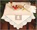 100% Cotton Embroidery with Handmade Crochet Table Cover, 36x36