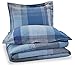 Amazon Brand – Pinzon Lightweight Cotton Flannel Duvet Set - Full/Queen, Blue Plaid