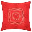 Decorative Handmade Cushion Cover / Pillow Sham With Gold Stitch Design - Bright Red
