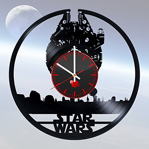 Star Wars Millenium Falcon Vinyl Record Wall Clock - Get unique home room wall decor - Gift ideas for men,woman - Unique movie art design - Leave us a feedback and win your custom clock