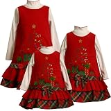 Bonnie Jean Baby/Infant Girls 12M-24M 2-Piece RED SEQUIN X-MAS TREE DROP WAIST CORDUROY Special Occasion Holiday-Theme Jumper Party Dress Set