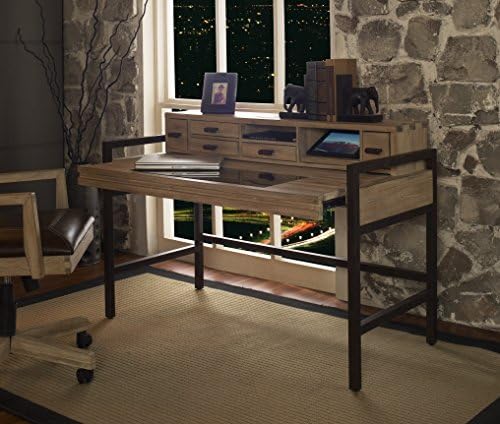 Fairfax Home Collections Blair Smart Top Desk in Weathered Vellum, 51"