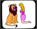 Mouse Pad with body, lion, individuals, individual, teeth, growling, humans, woman, person, human, persons, people, pet