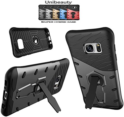 Galaxy S7 Case - Unibeauty Samsung S7 Case [Slim Armor], Hybrid Shock Absorption Scratches Resistant Rugged Dual Layer Air Cushioned Corners Case Featuring 360 Degree Rotating Kickstand, Black