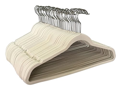 Jeronic thin beige velvet clothes hangers - pack of 50