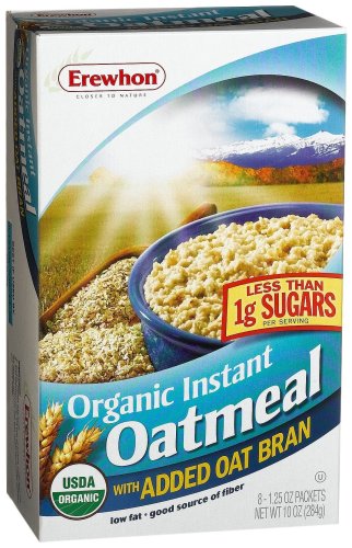 Erewhon Organic Instant Oatmeal with Added Oat Bran Hot Cereal, 8-Count Boxes (Pack of 6) by Erewhon