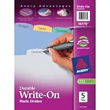 Avery Translucent Durable Write On Reference Dividers, 8.5 x 11 Inches, 5 Tab Set, 1 Set (16170)