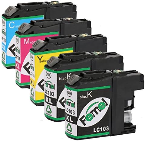 FEMEL 1 Set+1 BK Re-manufactured Ink Cartridges Replacement for Brother LC103 LC103XL High Yield (2x LC103 Black,1x LC103 Cyan, 1x LC103 Magenta, 1x LC103 Yellow)-Combo Pack