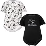 Oakland Raiders Black & Print Newborn 2-Pack Double Layer Sleeves Bodysuit Set