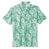アロハ柄半袖ポロシャツ KS-1287 グリーン M