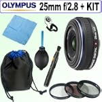 Olympus 25mm f/2.8 Pancake Lens for Olympus Digital & Four Thirds System + Deluxe Accessory Kit