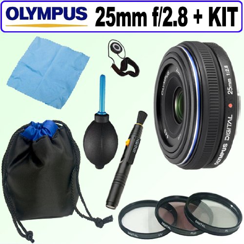 Olympus 25mm f/2.8 Pancake Lens for Olympus Digital & Four Thirds System + Deluxe Accessory Kit