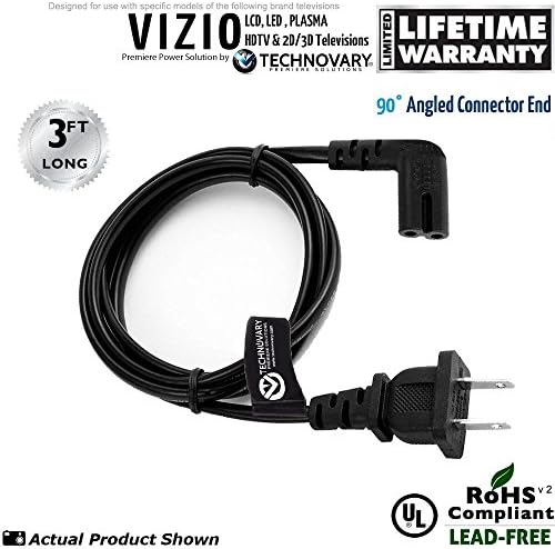 Vizio LED/LCD TV Power Cord (Specific Models Only) [Short Run - 3' Long, Angled]