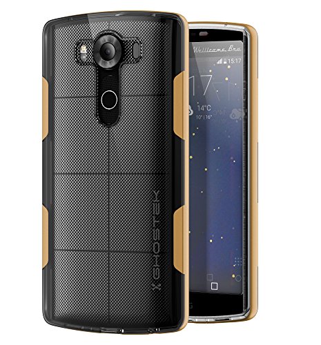 LG V10 Case, Ghostek® Cloak Series for LG V10 Slim Hybrid Impact Armor Cover Carrying Case | HD Screen Protector | Lifetime Warranty Exchange | Aluminum Bumper | Ultra Fit | Clear TPU (Gold)