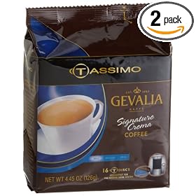 Gevalia Signature Crema Coffee (Mild), 16-Count T-Discs for Tassimo Coffeemakers (Pack of 2)