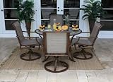 Chub Cay Patio 5 Piece Slatted Table and Rocking Chair Set