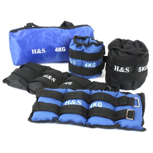 H&S® 1kg, 2kg, 3kg, 4kg, 5kg, 6kg, 8kg, 10kg, Wrist Ankle Weights Exercise Fitness Gym Resistance Stength Training Running (Black, 10 kg = 2 x 5kg)