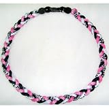 Titanium Tornado Baseball Necklace Pink Black White 18"