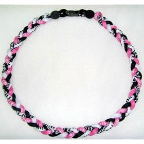  Titanium Tornado Baseball Necklace Pink Black White 18