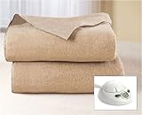 Sunbeam Full Mushroom Tan Electric Heated Warming Blanket
