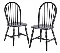 Winsome 29237 Black Windsor Chairs with Curved Legs - Set Of 2