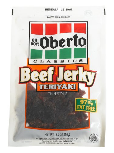 Oh Boy! Oberto Thin Style Beef Jerky, Teriyaki, 3.5-Ounce Packages (Pack of 6) by Oh Boy! Oberto