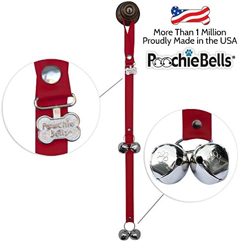PoochieBells The Original & Trusted Dog Housetraining Doorbell. Potty Dog Bells to Housetrain & Communicate With Your Dog : Handcrafted in USA Since 2005 : Endorsed by Pet Industry Professionals : Easy 95% Success Rate: Potty Training Instructions Included : Solid Color Collection, Cherry Red